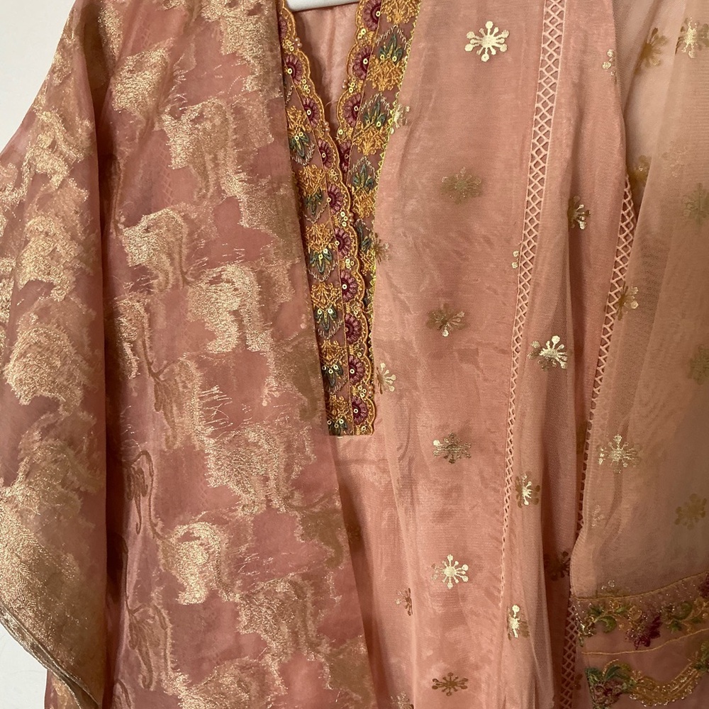 3 pc, Net Embroidered Dress by Sapphires- traditional Pakistani/Indian